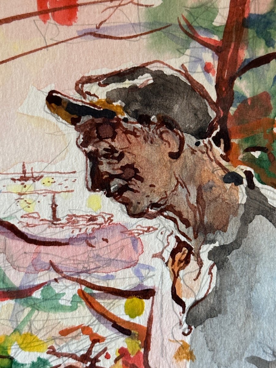 Drawing Jean Terles Marcel Pagnol Original Portrait Of César Panisse Marseille-photo-2