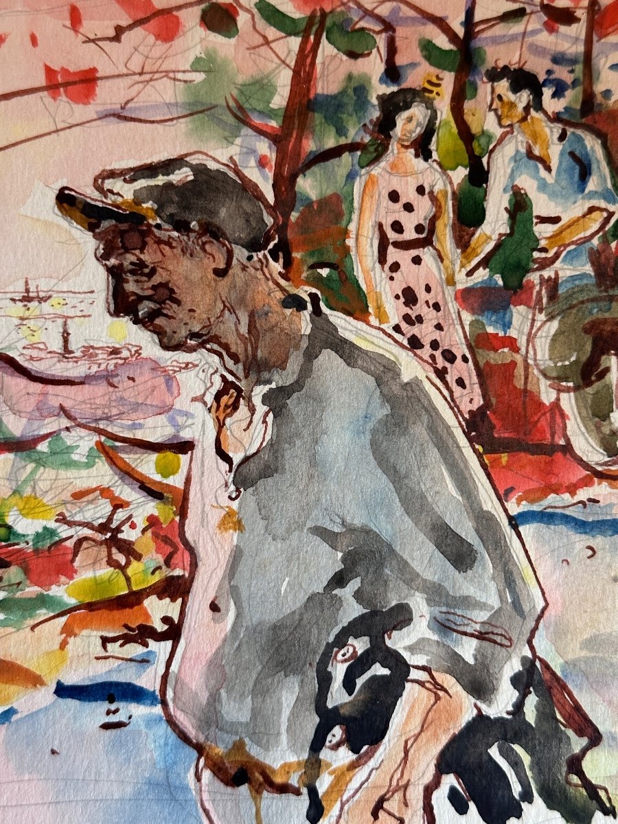 Drawing Jean Terles Marcel Pagnol Original Portrait Of César Panisse Marseille
