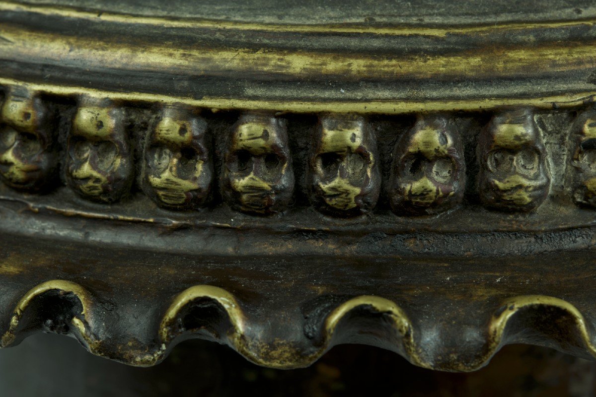 Grand Vase Ancien Bronze Tibet Népal Archaïque Citipati Tête De Mort 18è  Bouddhisme Hindouisme-photo-5