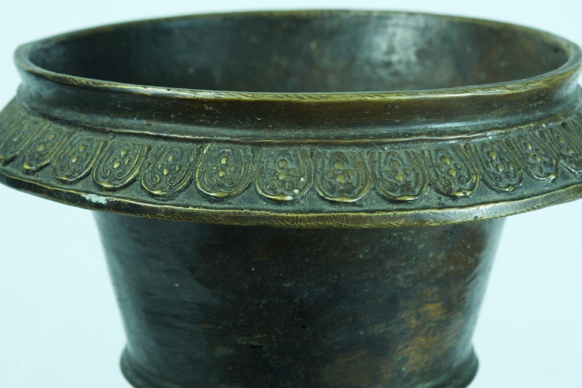 Grand Vase Ancien Bronze Tibet Népal Archaïque Citipati Tête De Mort 18è  Bouddhisme Hindouisme-photo-6