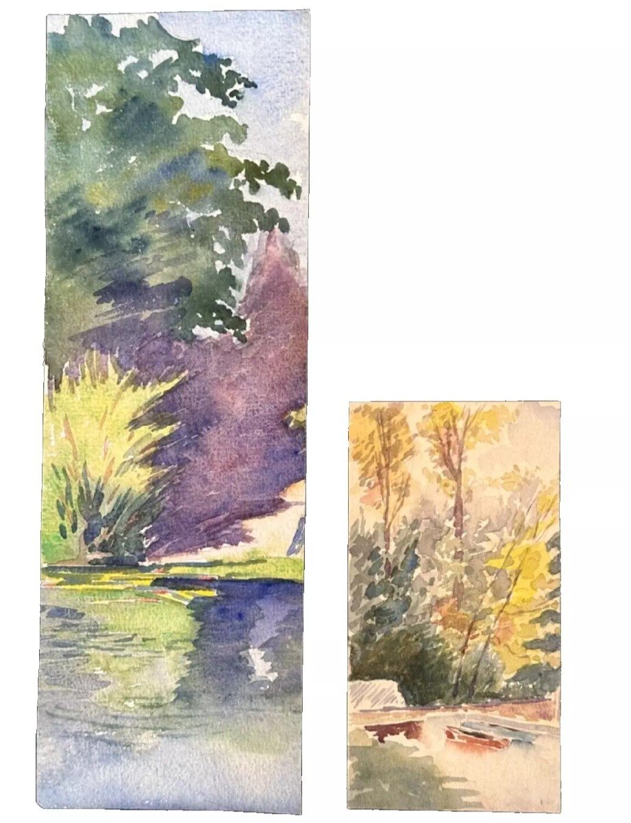 Mattéo Brondy  Aquarelle étude Dessin Paysage Bord De Rivière La Marne A Chelles -photo-4