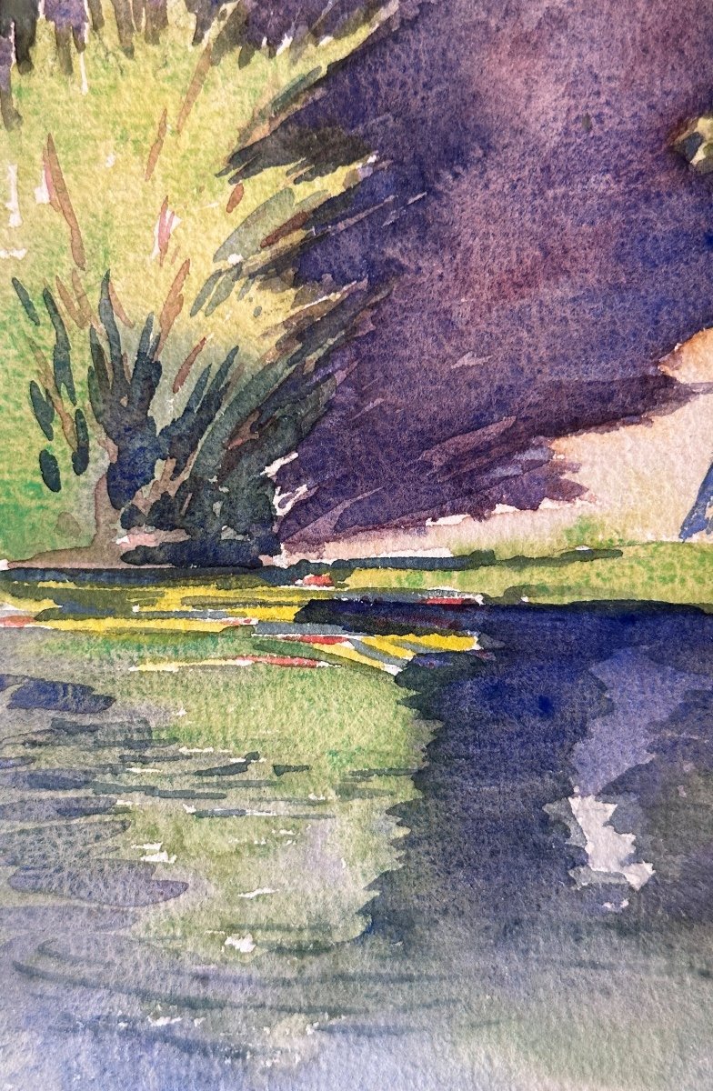 Mattéo Brondy  Aquarelle étude Dessin Paysage Bord De Rivière La Marne A Chelles 