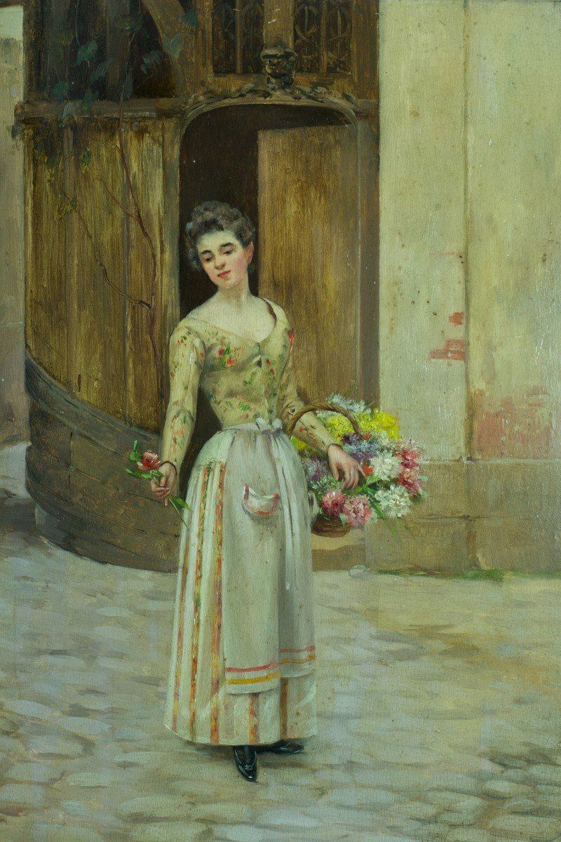 Cristóbal De Antonio Portrait Jeune Femme Paris Vieux Metiers La Marchande Fleurs-photo-4
