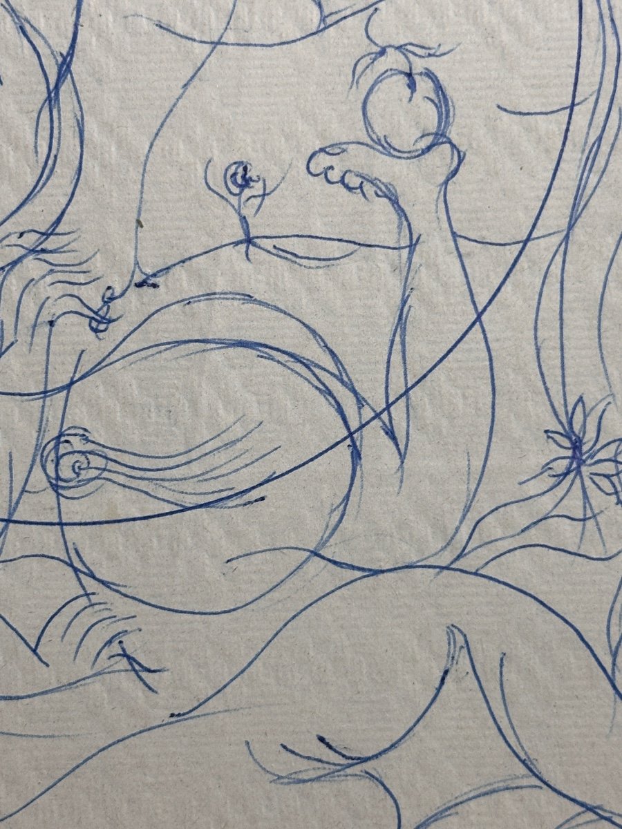 Meyer Lazar, 1977, Adam Et Eve Cantique école De Paris Judaïca Dessin érotique Adam et Eve -photo-2
