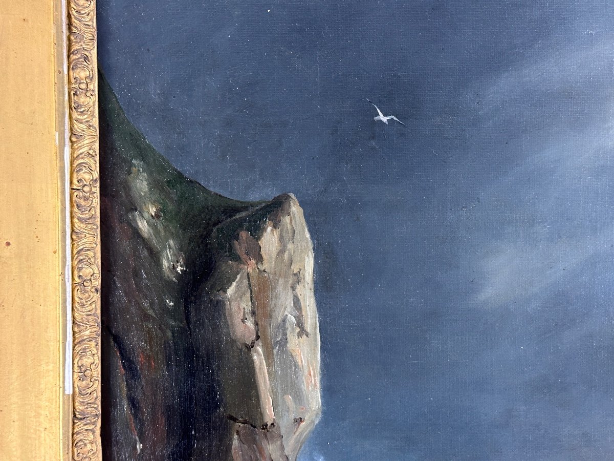 Large 19th Century Marine Painting Romanticism Shipwreck Animated Boat Sv Gudin Isabey Signed -photo-2
