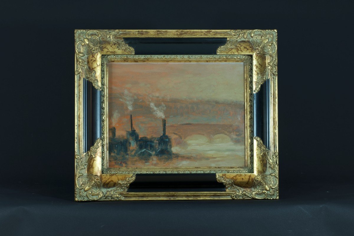 Henry Saint-clair Beautiful Impressionist Painting Landscape The Seine At Ivry Hsp Frame -photo-6
