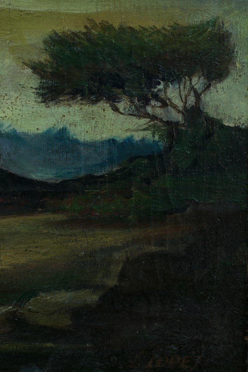 Lopez Antique Painting Rider In The Plain Seaside Stormy Sky 19th Century Spain -photo-4