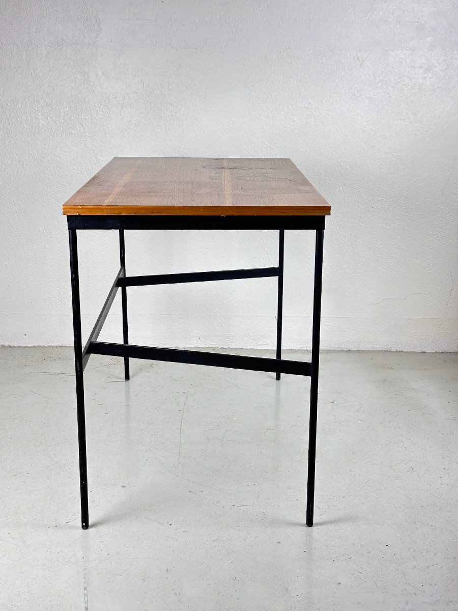 Pierre Paulin.  Ancien Bureau Vintage Design  1950 Laqué Noir Métal Déco Thonet XXe-photo-3