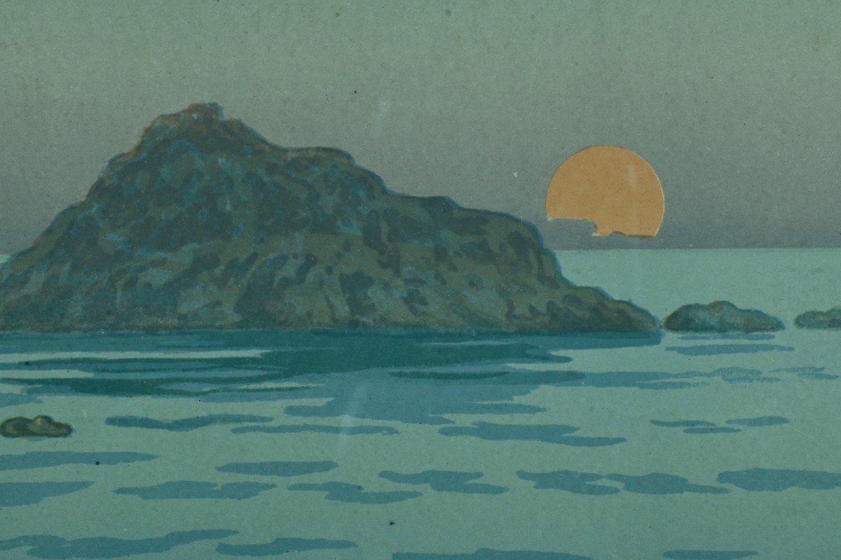 Henri Rivière The Setting Sun Marine Brittany Art Nouveau Lithograph Eugène Verneau-photo-4
