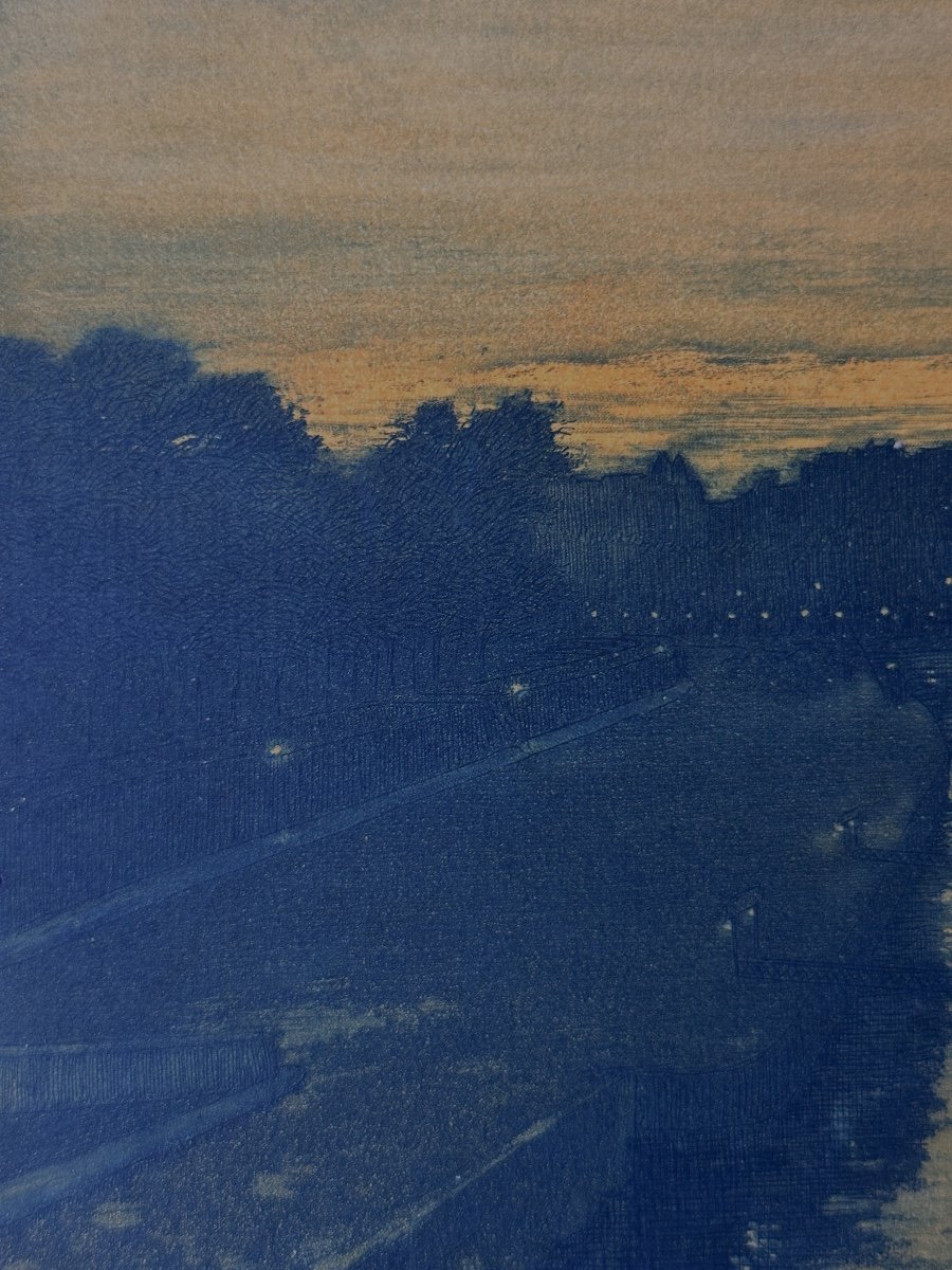 Charles Houdard Old Engraving Paris The Seine The Night Japonism Nabis Art Nouveau 1902-photo-4