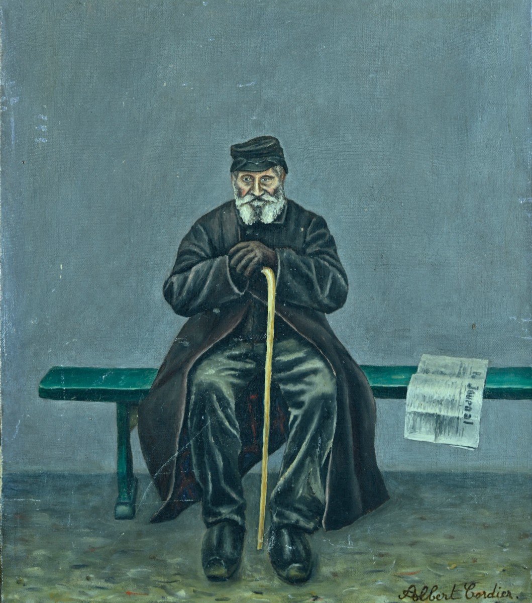 Albert Cordier   Tableau Portrait Du Père Parmentier Journal Paris Montparnasse  19e 