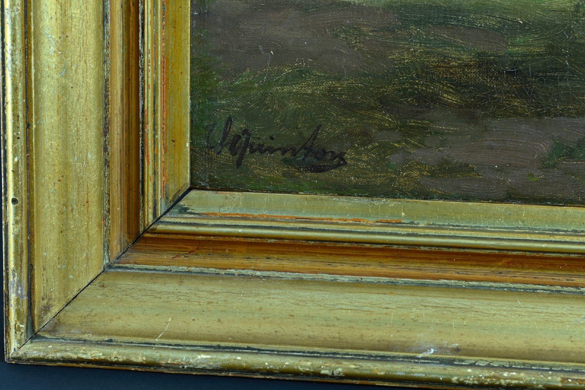 Quinton Painting Portrait Horses Landscape Sky Barbizon Barrier 19th Hst-photo-5