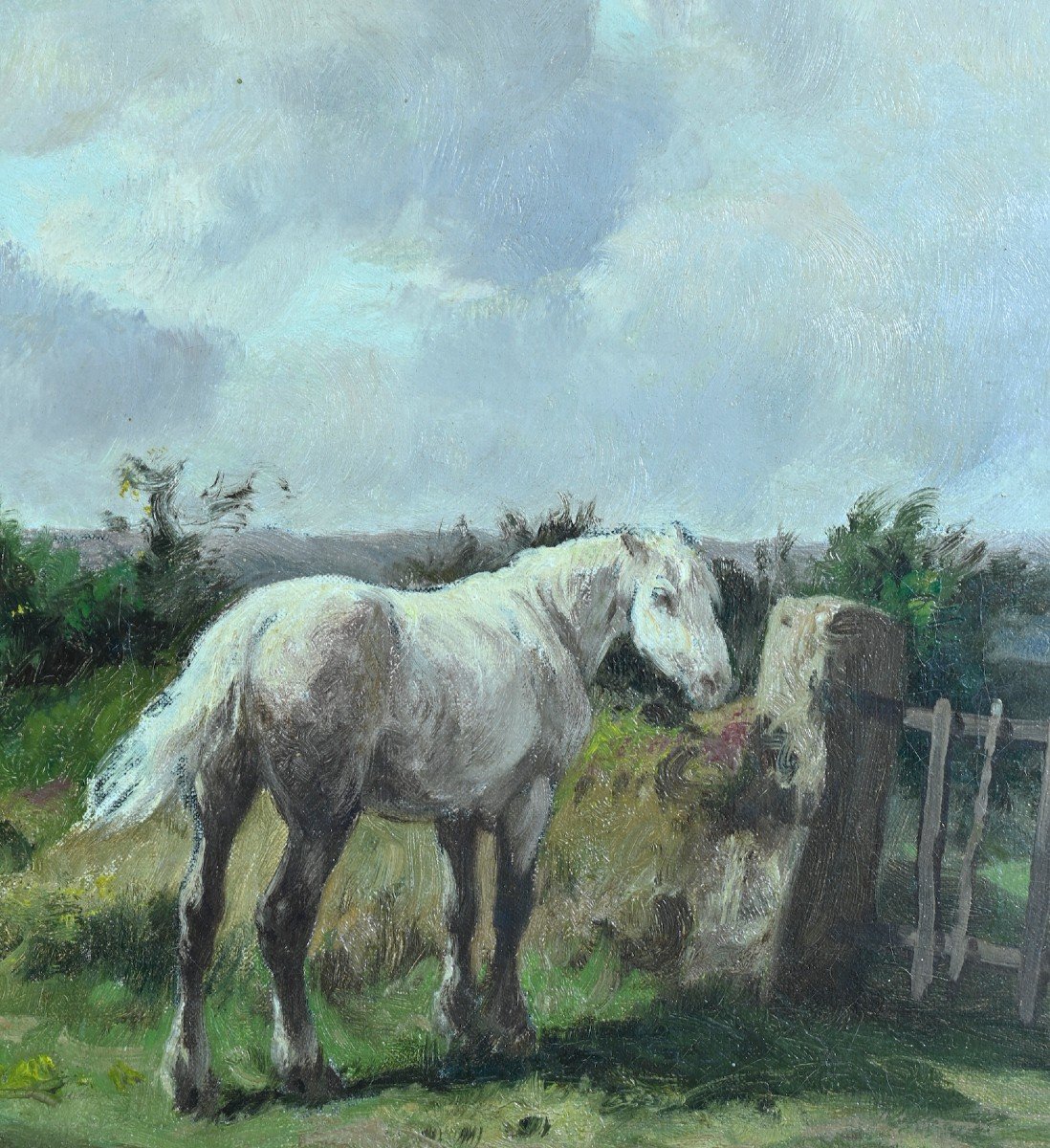 Quinton Painting Portrait Horses Landscape Sky Barbizon Barrier 19th Hst-photo-8