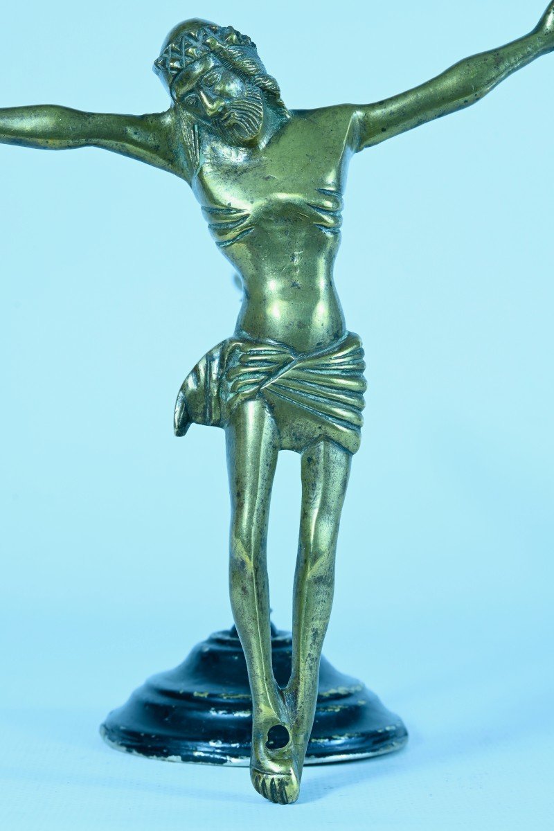 Christ Middle Ages Bronze High Period 15th Hollow Cast Iron Crucifix-photo-3