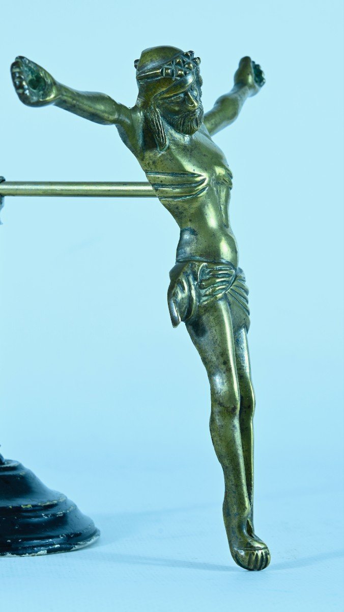Christ Middle Ages Bronze High Period 15th Hollow Cast Iron Crucifix-photo-3