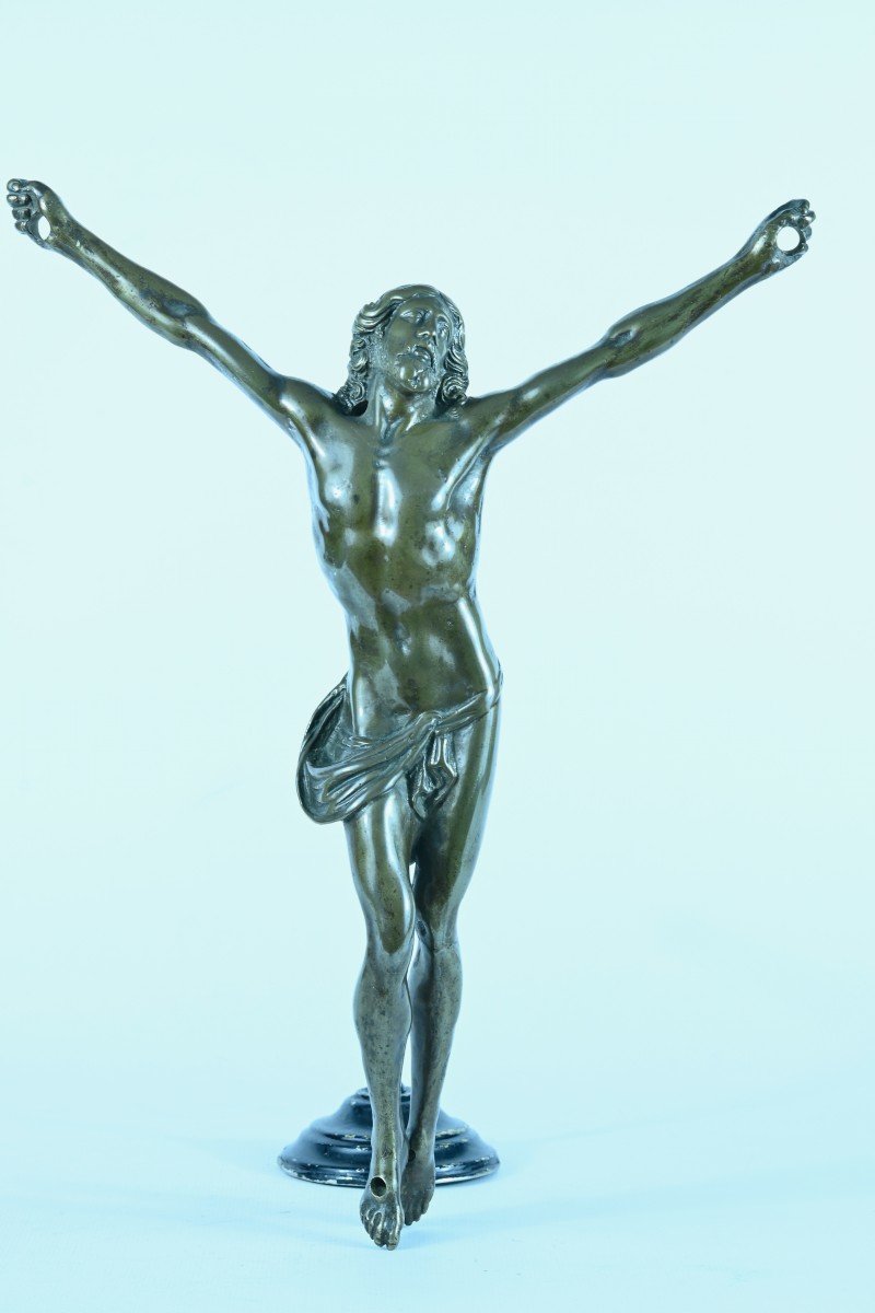 Large Living Bronze Christ Giambologna Mannerist Italy 31cm Cristo Vivo Crucifix Relgion -photo-2
