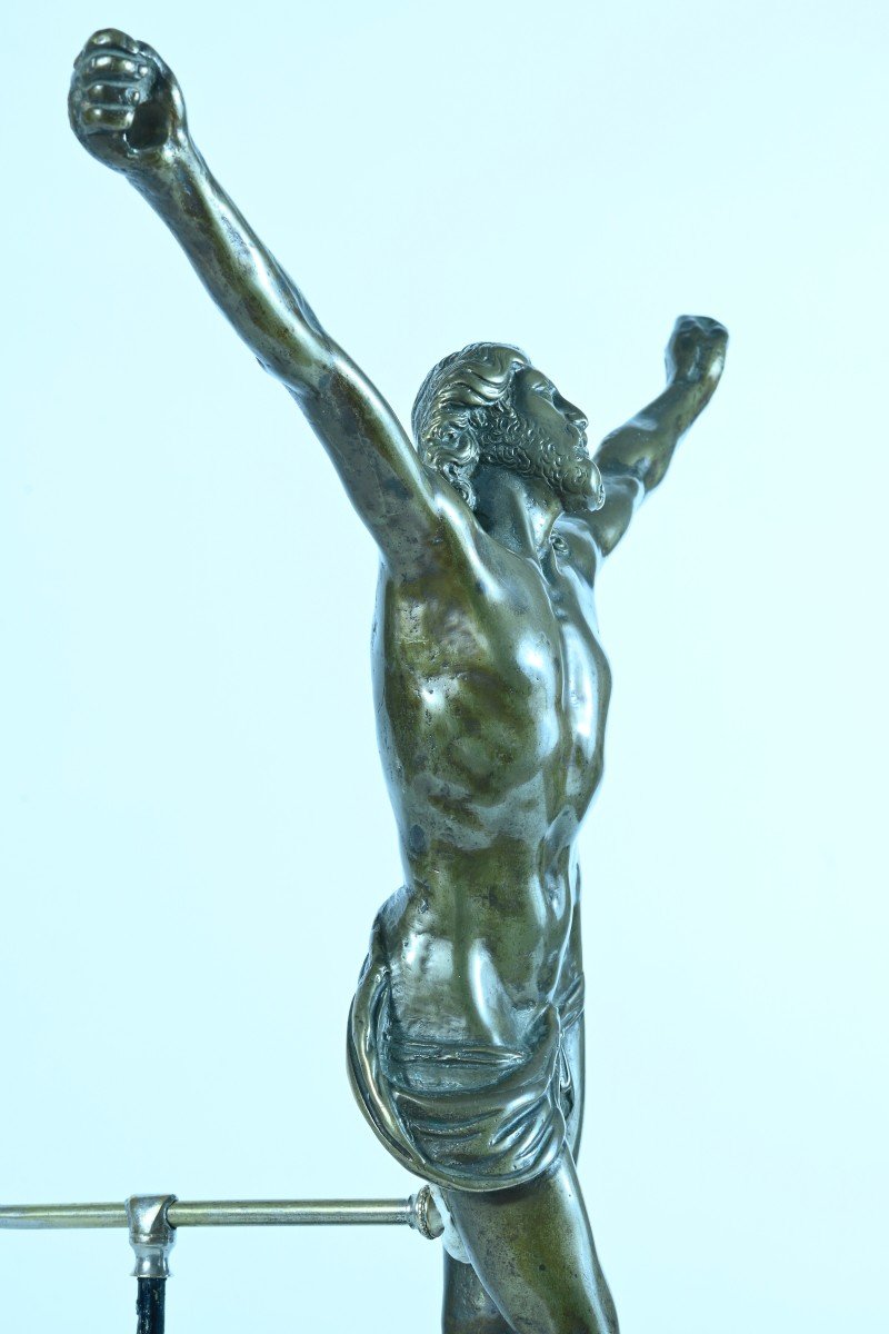 Large Living Bronze Christ Giambologna Mannerist Italy 31cm Cristo Vivo Crucifix Relgion -photo-3