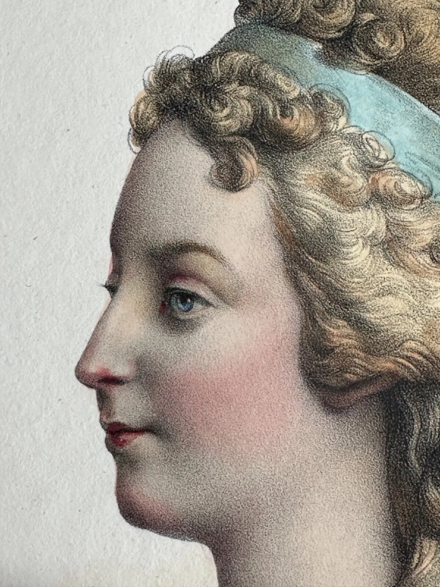 Ancienne Gravure Portrait Madame Royale De Profil Couleurs Louis XVI Delpech-photo-1