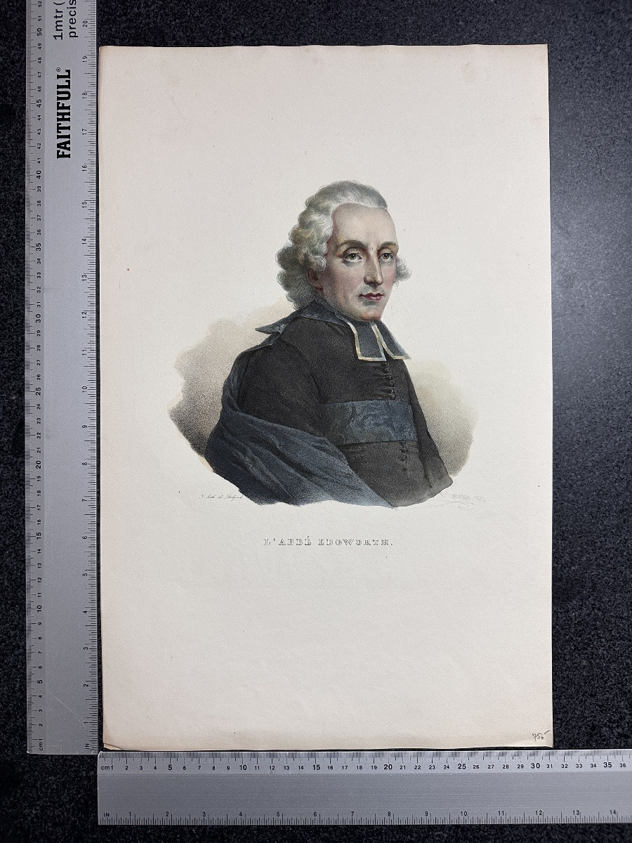 Delpech Ancienne Gravure Portrait Abbé Henry Essex Edgworth  Louis XVI Irlande-photo-2