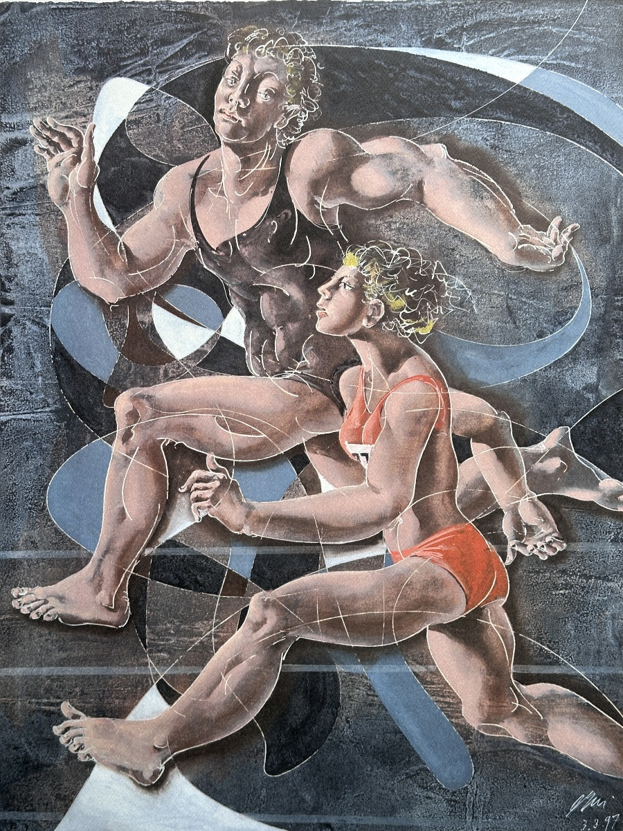 Hans Erni  Lithographie Couple Course Athlétisme Olympisme Suisse Sport X 2-photo-3