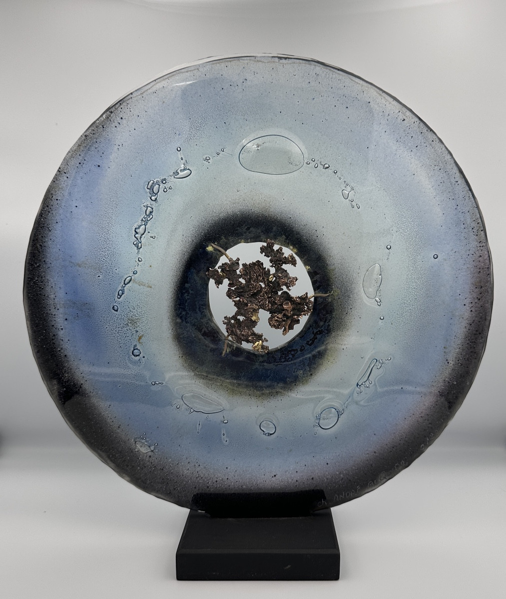 Charles André Acquier sculpture Disque Pâte De Verre Bronze Contemporain Artiste Sculpteur -photo-2