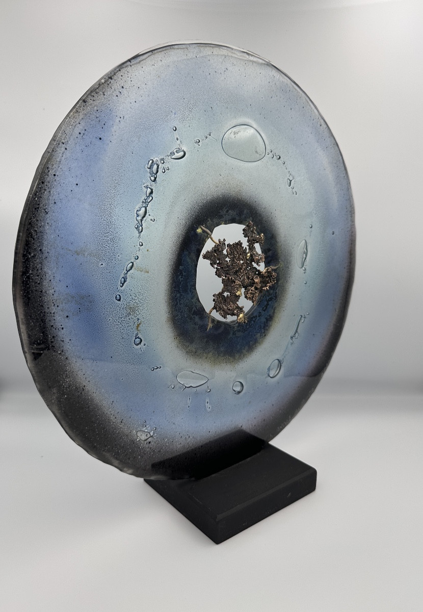 Charles André Acquier sculpture Disque Pâte De Verre Bronze Contemporain Artiste Sculpteur -photo-3