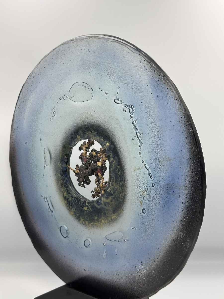 Charles André Acquier sculpture Disque Pâte De Verre Bronze Contemporain Artiste Sculpteur -photo-1