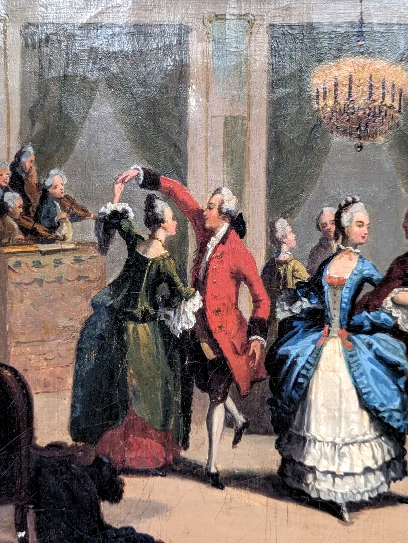 Augustin  De Saint Aubin Tableau Scène De Bal 18ème Costume Louis XV Danse chorégraphie Ballet -photo-3