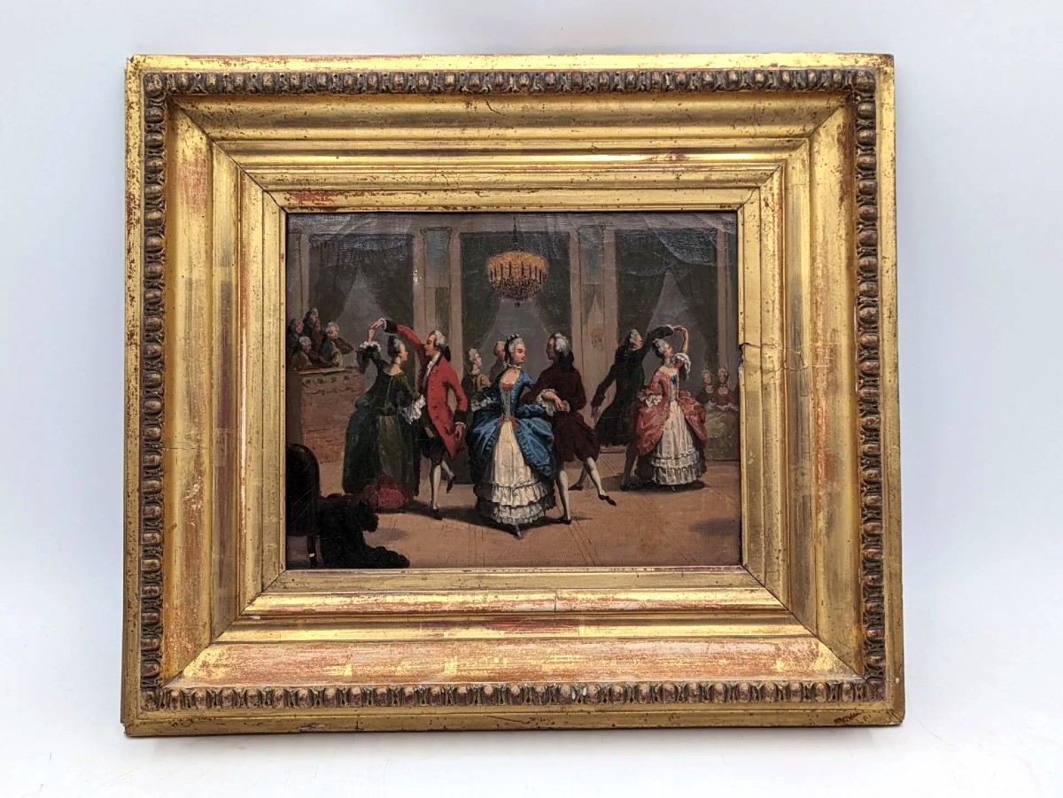 Augustin  De Saint Aubin Tableau Scène De Bal 18ème Costume Louis XV Danse chorégraphie Ballet -photo-1
