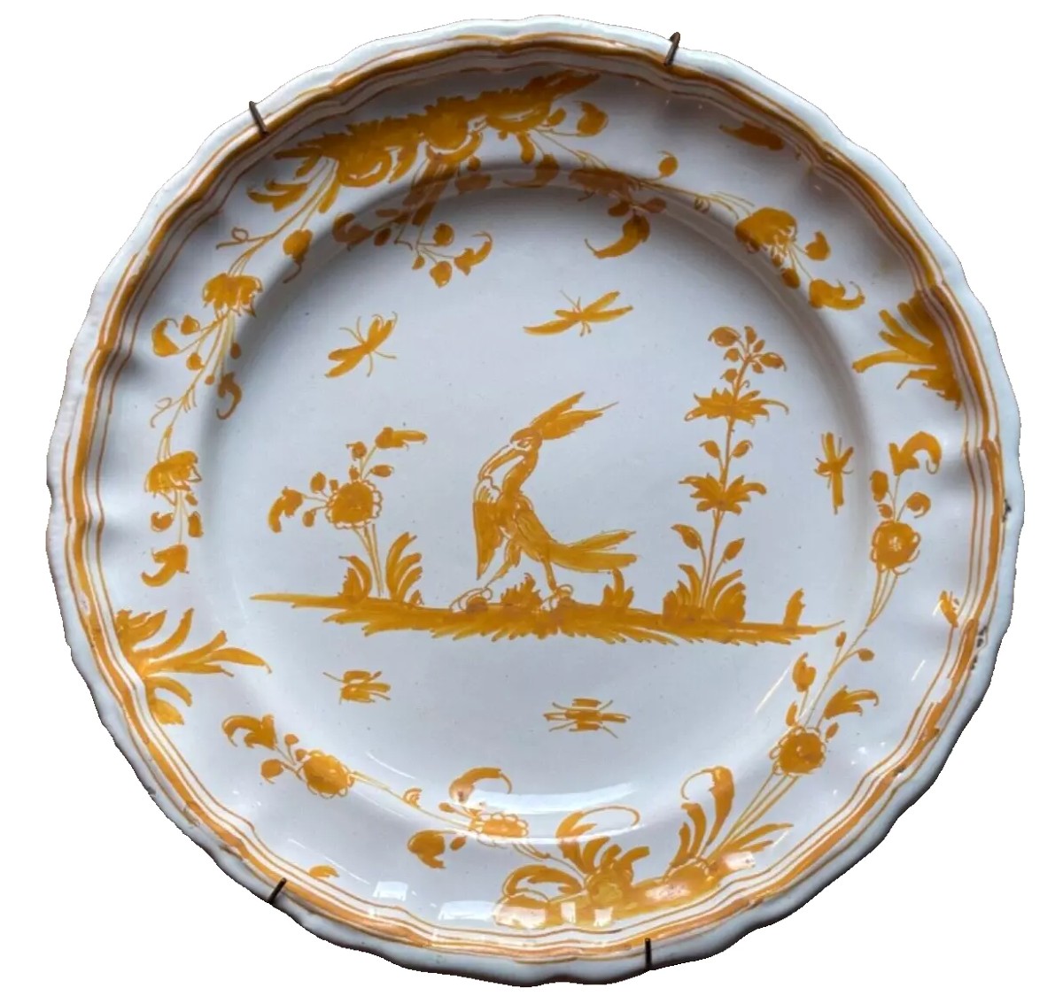 Ancienne Assiette Faïence De Moustiers 18 ème Décor Oiseaux Tertre Collection