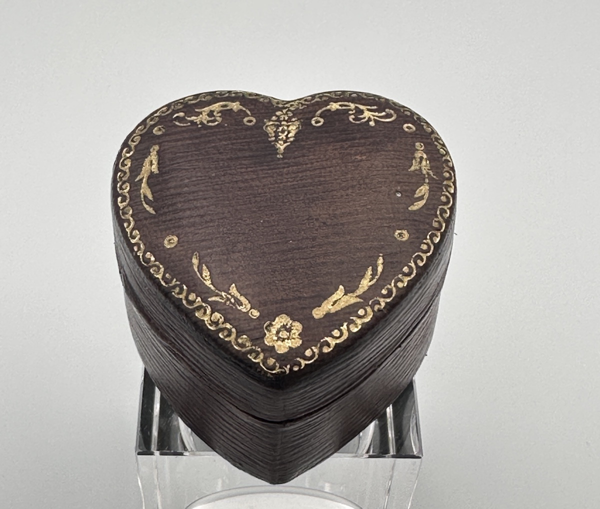 Petit Encrier De  Poche  Voyage Maroquin 19e Formant Un Coeur Billet Doux Poussoir Romantique 