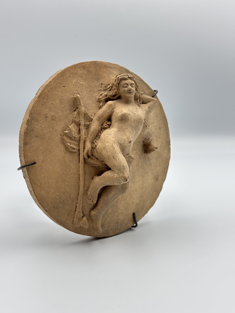 Ancienne Sculpture Curiosa Terre Cuite Portrait Femme Nue Bacchante st Claudion 19e-photo-3