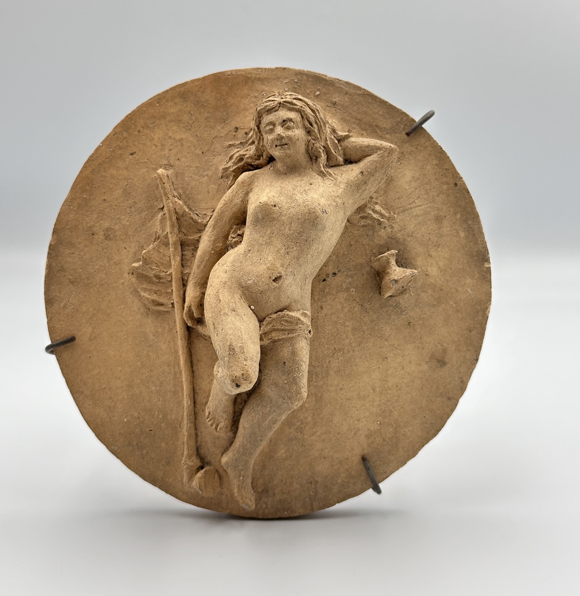 Ancienne Sculpture Curiosa Terre Cuite Portrait Femme Nue Bacchante st Claudion 19e