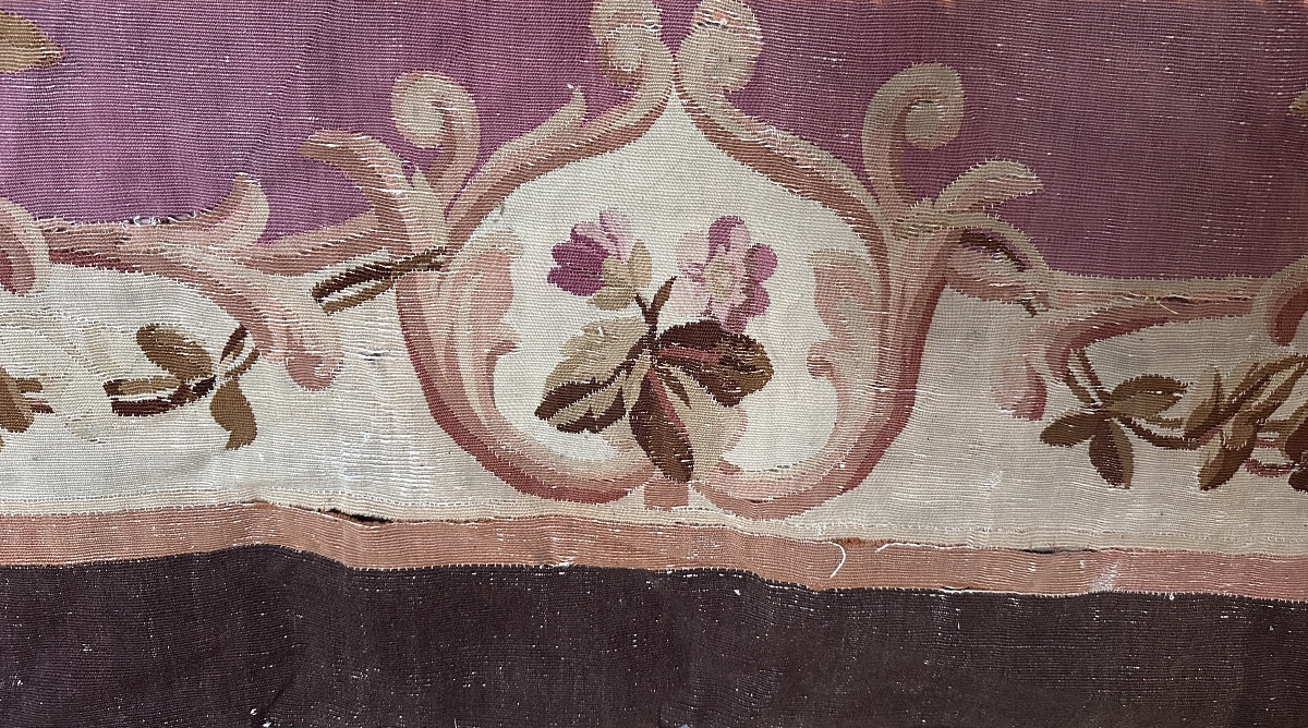 Ancien Tapis Tapisserie Aubusson Bouquet De Roses Fleurs Tenture Décor Textile-photo-4