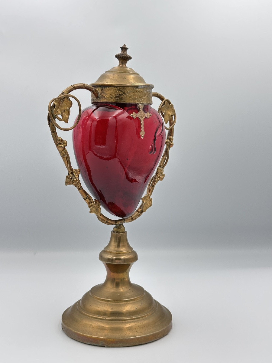 Blessed Sacrament Heart Night Light Red Glass Religious Church Sanctuary Lamp-photo-4