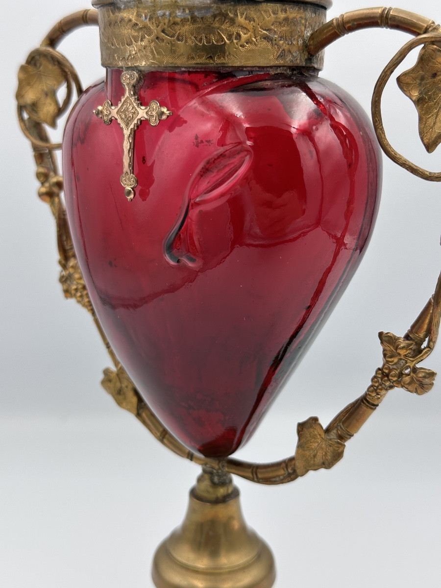Blessed Sacrament Heart Night Light Red Glass Religious Church Sanctuary Lamp-photo-2