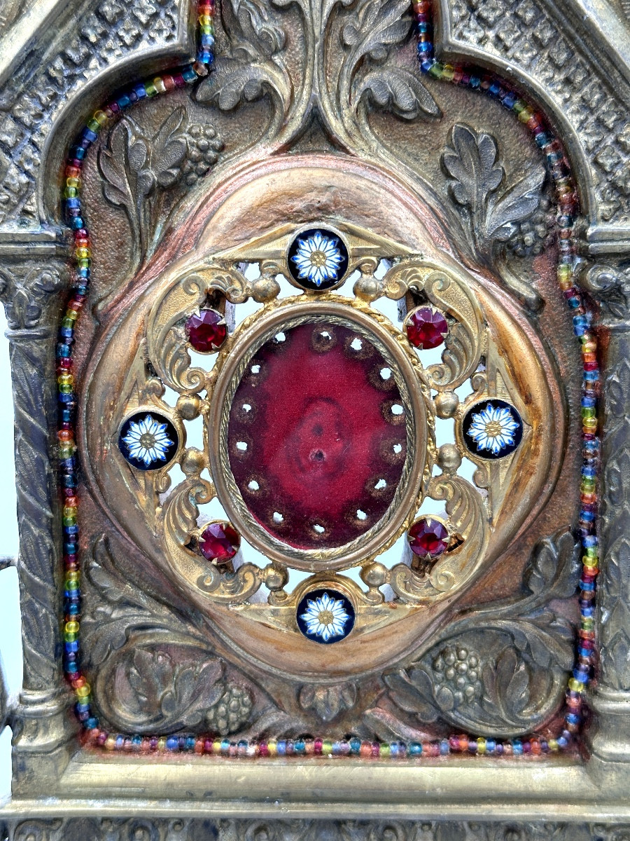 Large Monstrance Display Relic Reliquary Bronze Church 19th Christian Religion -photo-1