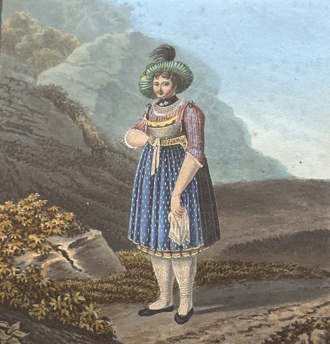 Joseph Reinhart   dessin portrait Suisse Canton Apenzell  Grizon paysage  Alpes 19e x 2-photo-2