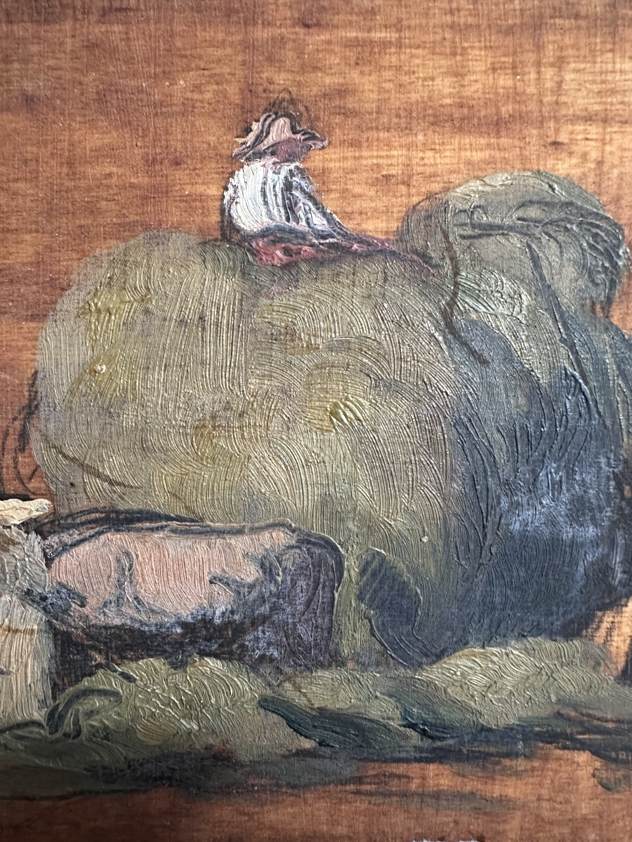 French School Old Painting Painting Works Fields Hay Harvest Sennelier Impressionist-photo-3