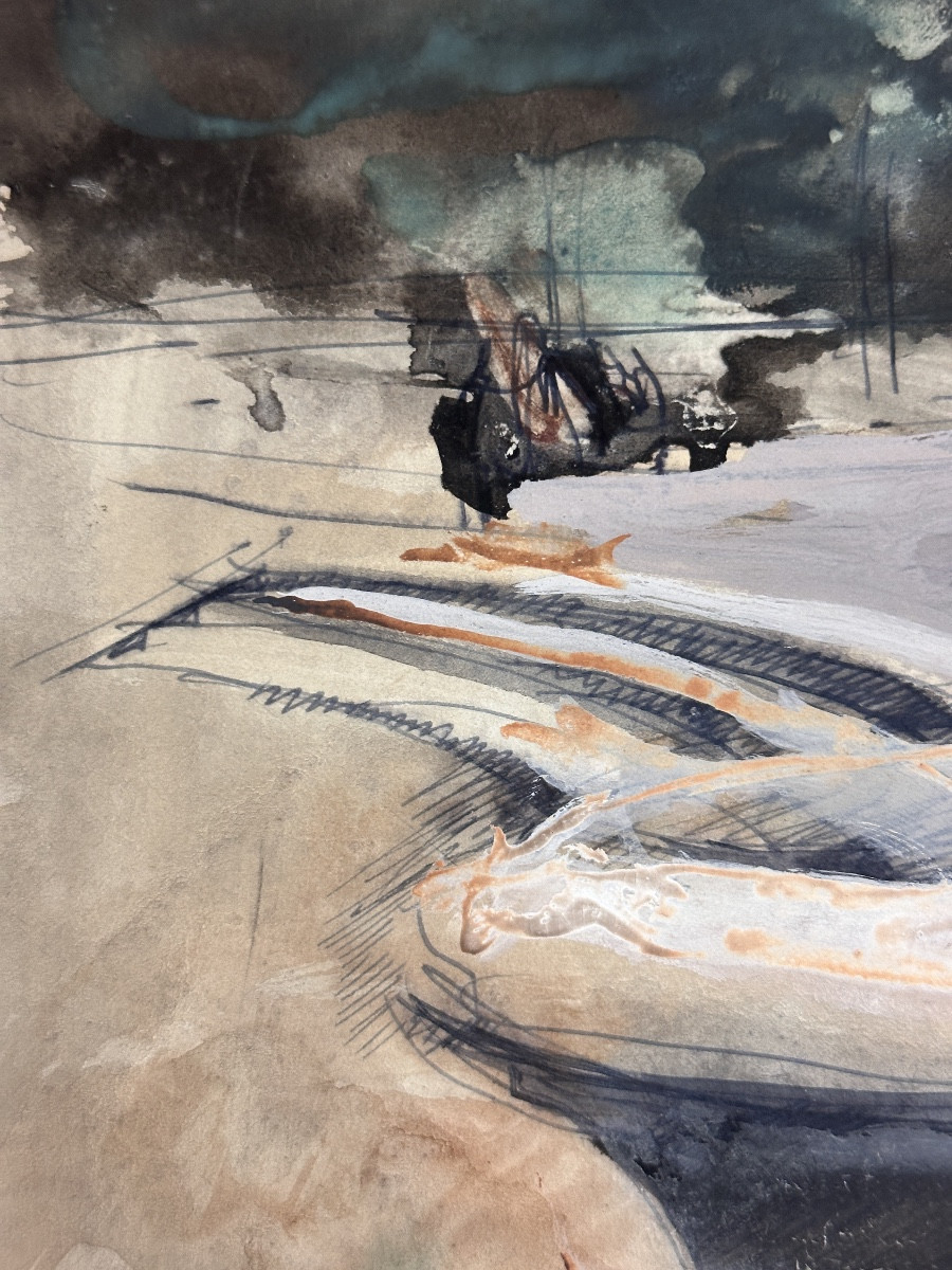  Jean Terles  Beau Dessin le Jardin des tuileries animé gouache ART DECO -photo-3