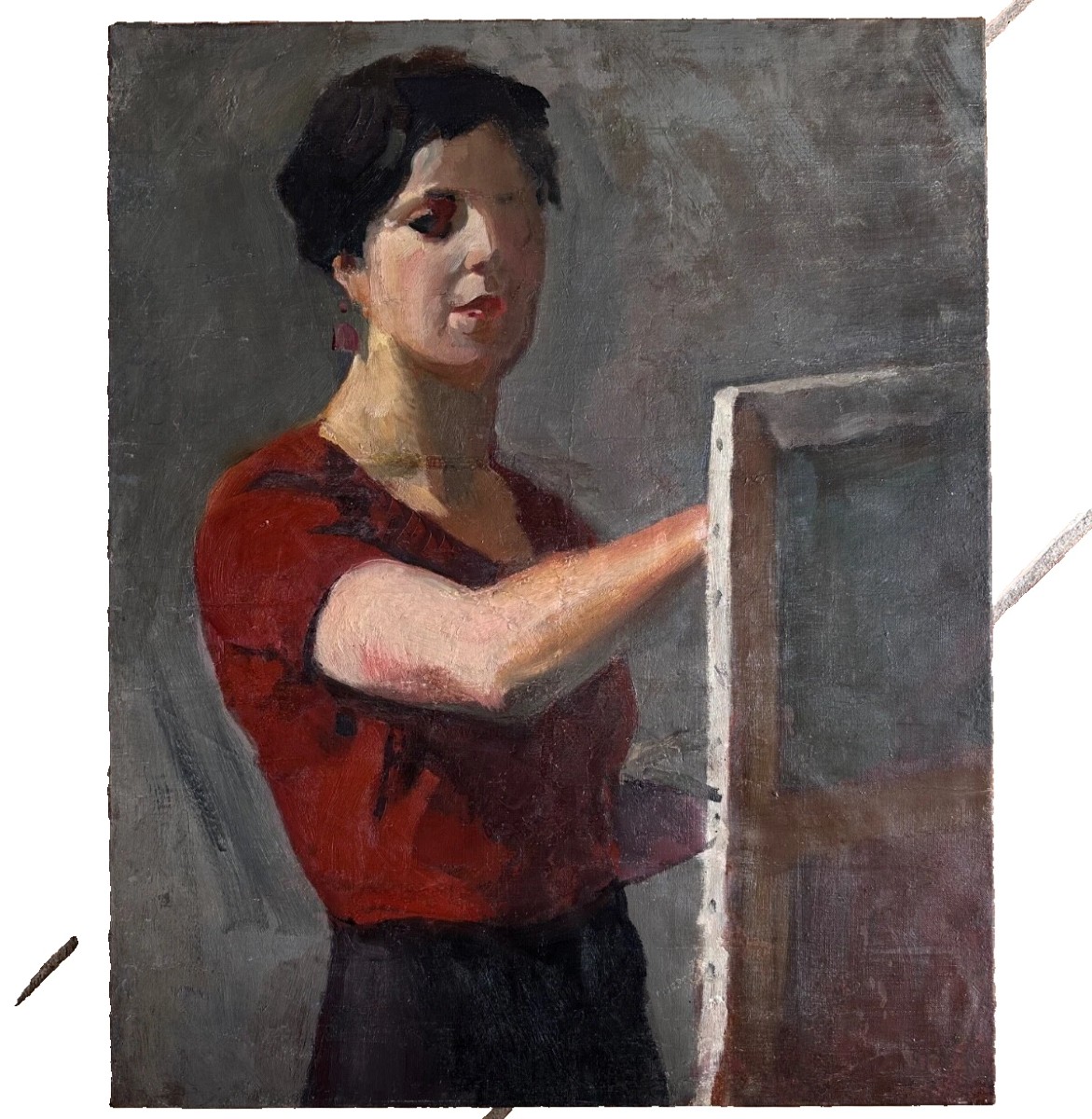 JEAN TERLES  Tableau portrait femme peintre atelier des BEAUX ART DECO PARIS