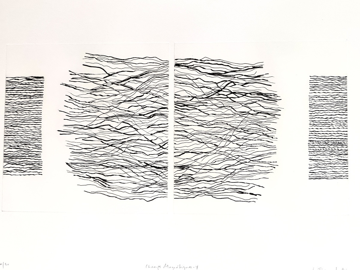 EDDA RENOUF GALERIE SOLLERTIS USA ART gravure Contemporaine Champs Magnétiques x 4 -photo-3