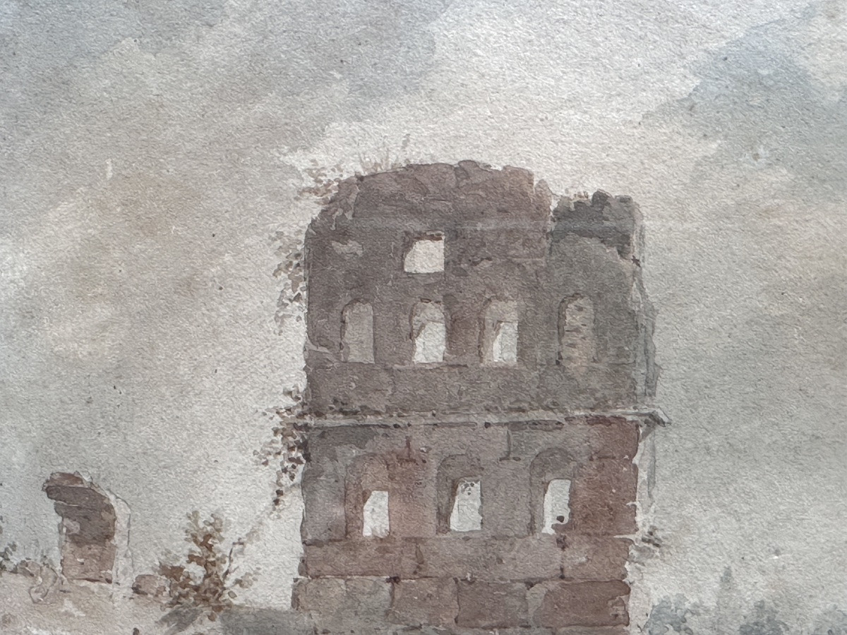 Adolphe Brune Animated Landscape Drawing Ruins Italy Grand Tour Rome Naples 1823 -photo-2