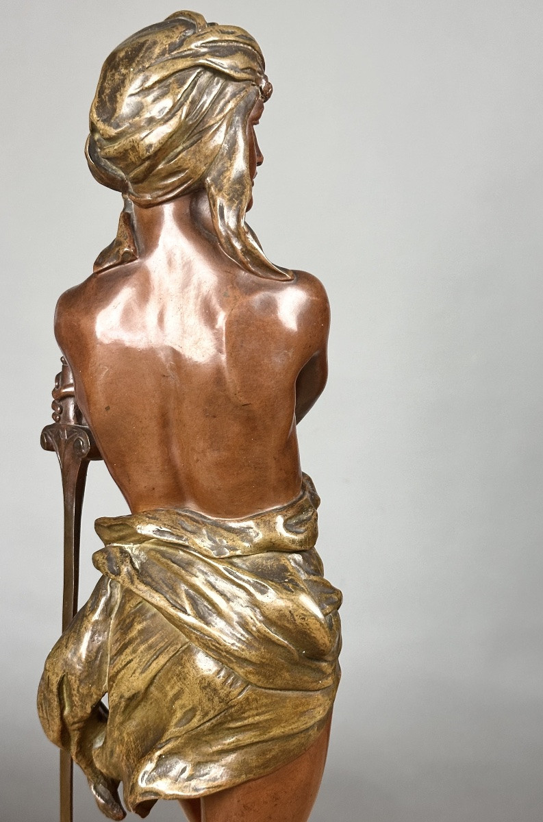 Henri Plé Large Bronze Portrait Of A Man David Conqueror Of Goliath 64cm 19th -photo-7