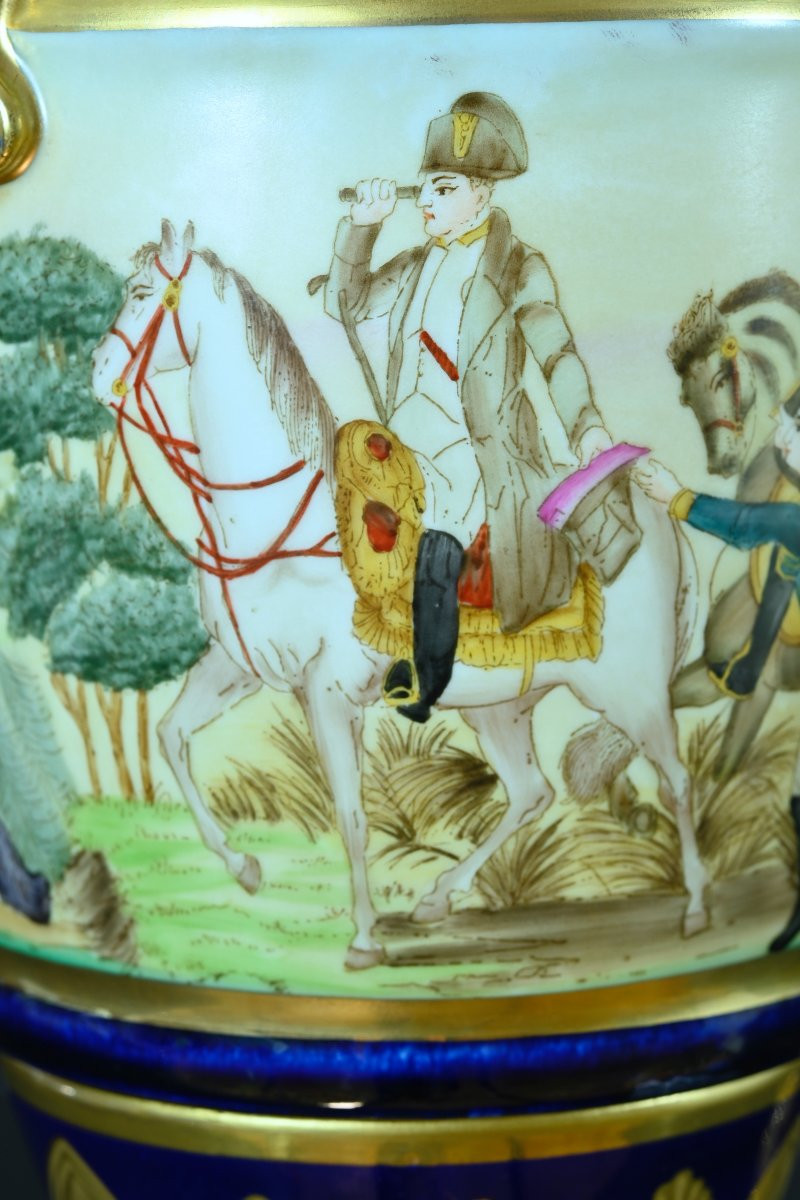 Paire de vases en porcelaine de Paris Napoléon Empire  Campagne  Egypte  48 cm 19e-photo-3