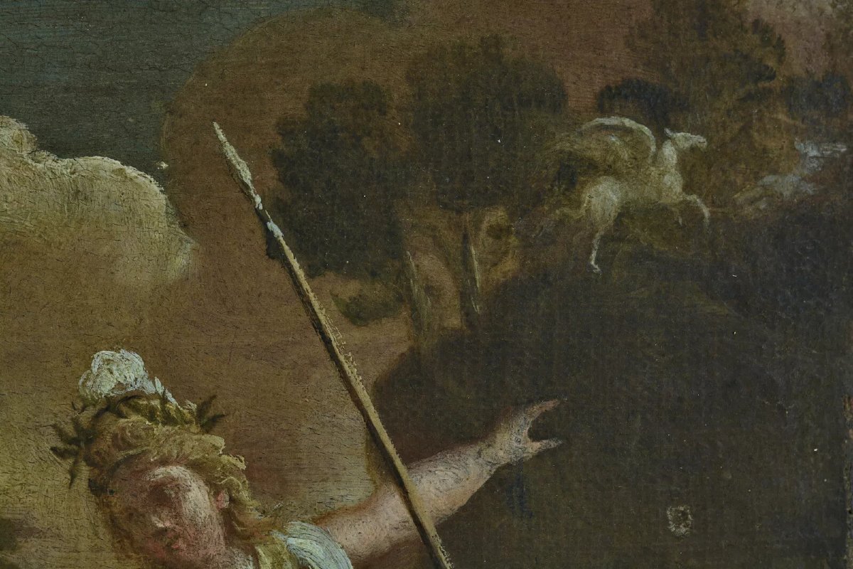 Painting Italy Ancient Rome Scene Mythology Baroque Portrait Pegasus 17th Century Suv. Sebastiano Ricci -photo-3