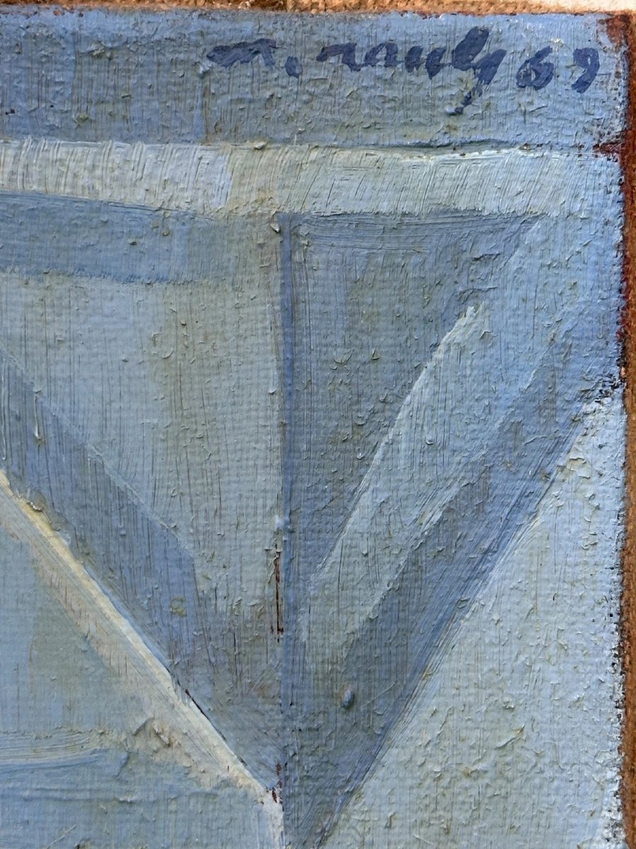 MICHEL RAULY  Beau portrait moderne cubisme  autoportrait a l'écharpe    LOUIS SALA-photo-2