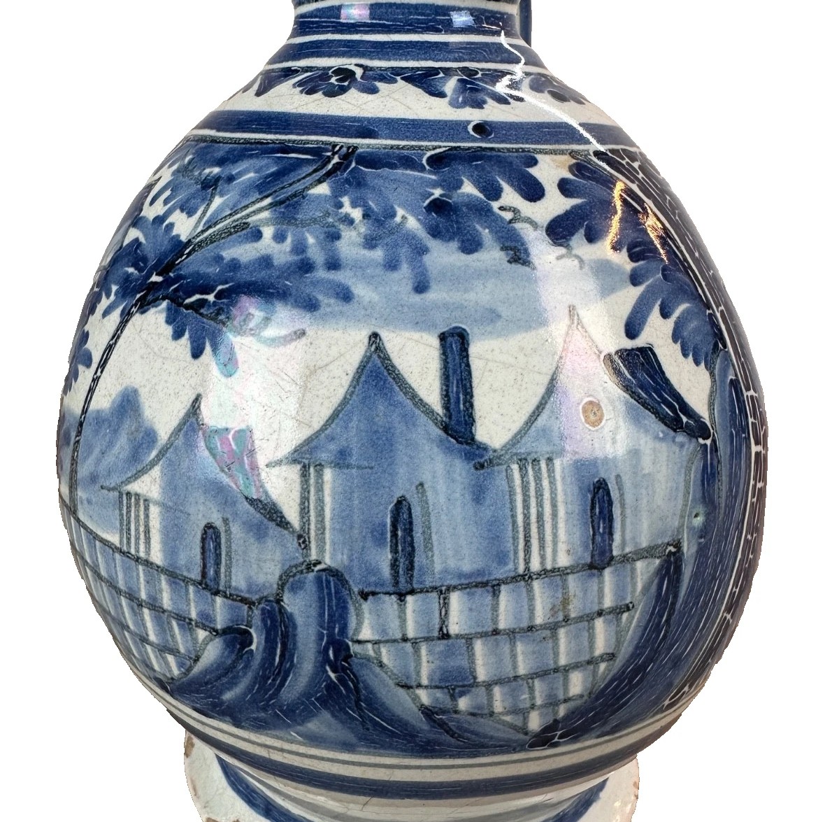 Antique Nevers Faience Pitcher With White And Blue Decor, 18th Century, Folk Art Kitchen