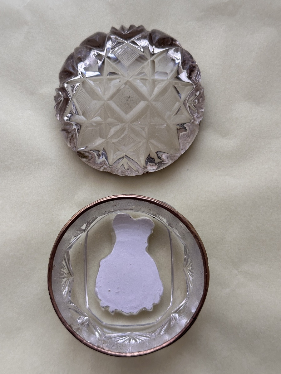 Crystal-ceramic Fly Box Portrait Of Saint Augustine Baccarat Reliquary 19th Century-photo-4