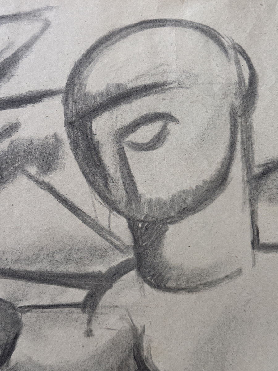 Jourda Drawing Modern Art Fernand Leger Portrait Man Bicycle Cyclist Cubist Tour De France XX-photo-3